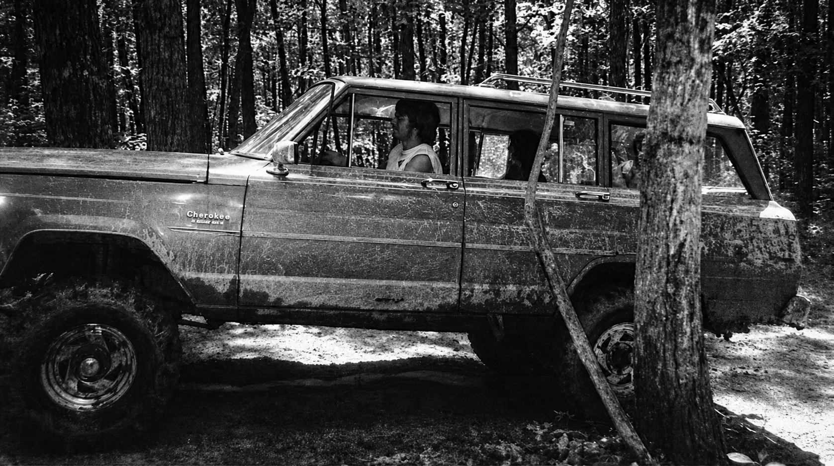 The Gilliland family Jeep on an off-road trail