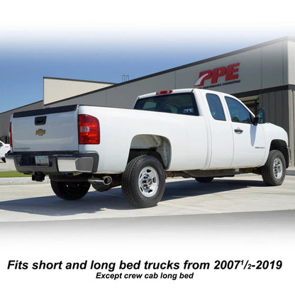 PPE Power Exhaust Kit 304 SS 4  DPF-Back w Tip - GM 6.6L Duramax 2007.5-2019 - Raw Pol 117010350 — PPE117010350