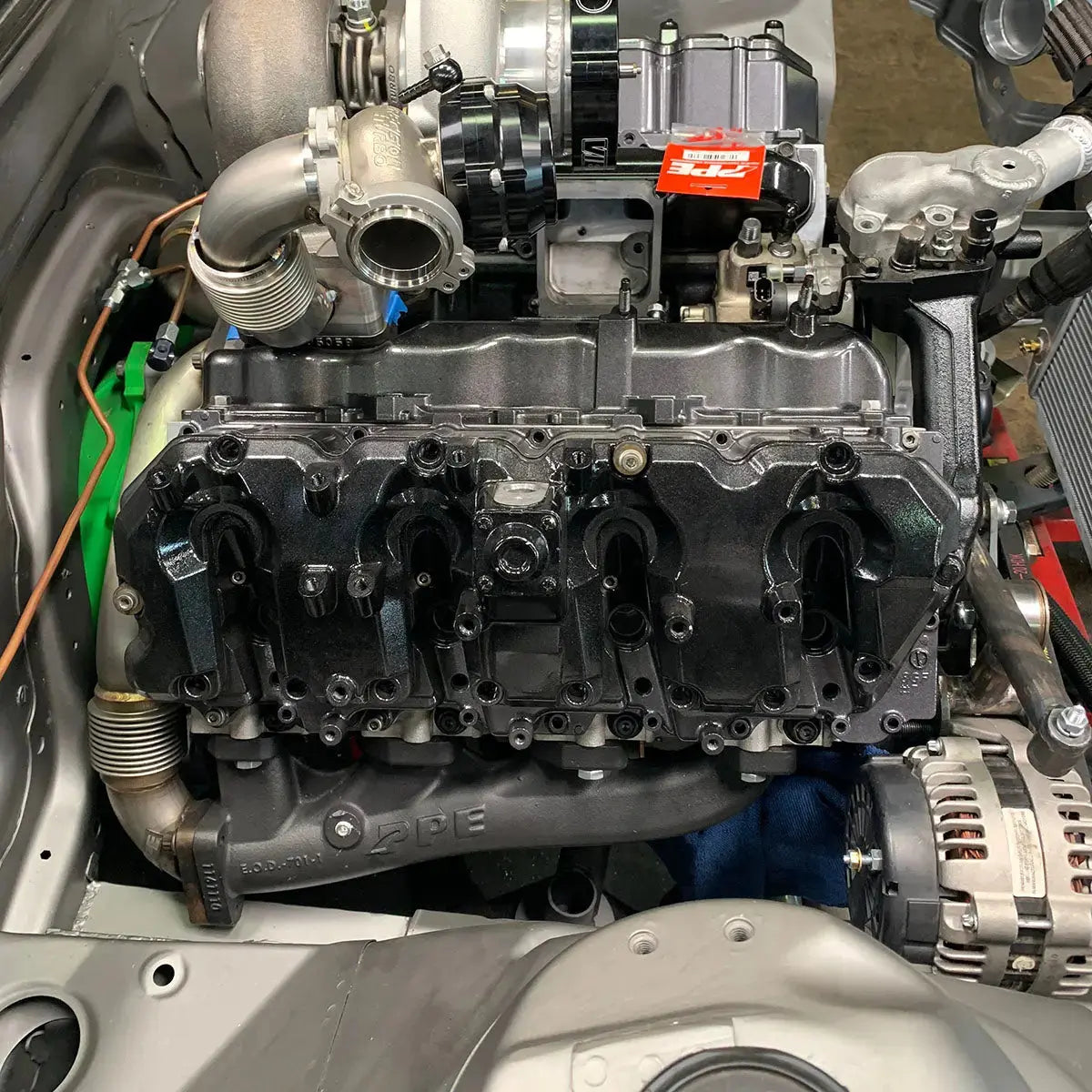 PPE Power High Flow Exhaust Manifold and Up-Pipe Kit - GM 6.6L Duramax 2017-2026 L5P - Raw 116112500 — PPE116112500