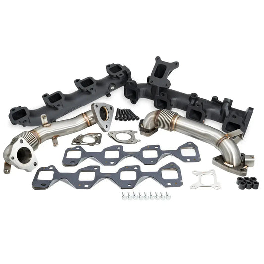 PPE Power High Flow Exhaust Manifold and Up-Pipe Kit - GM 6.6L Duramax 2017-2026 L5P - Raw 116112500 — PPE116112500