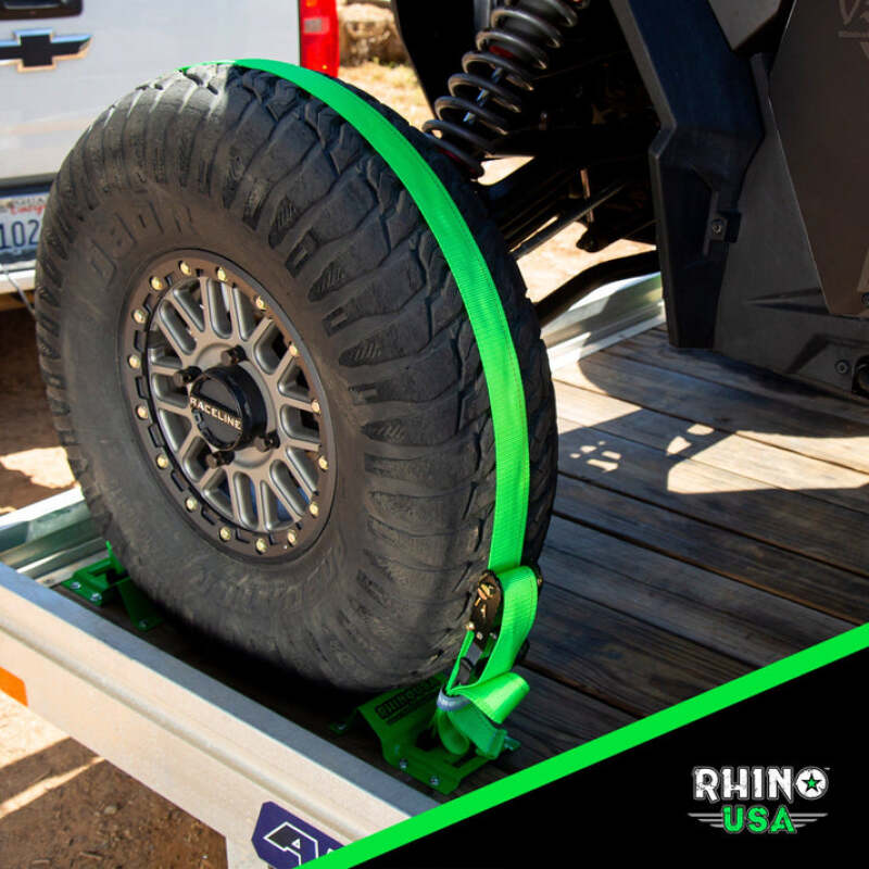 Rhino USA UTV Wheel Chock Tie-Down Kit (2-Wheel Kit) (Green)