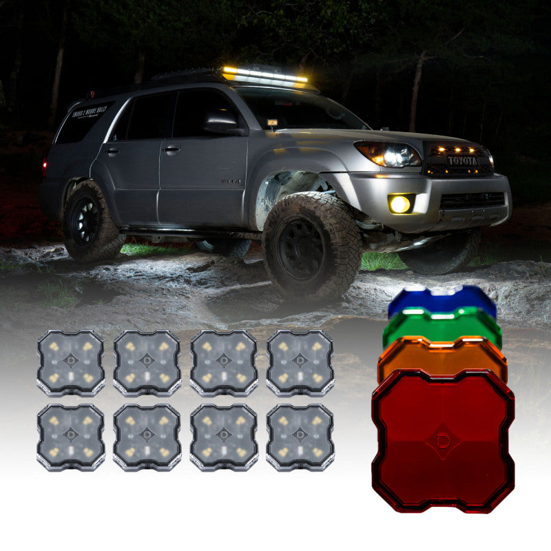 Diode Dynamics Stage Series SXS Rock Light Installer Kit - White Diffused M8 (8-pack)