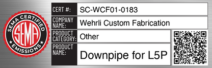 Wehrli CUSAtom Down Pipe  3.5in.  for 2017-2026 Duramax L5P 100129 — WCF100129