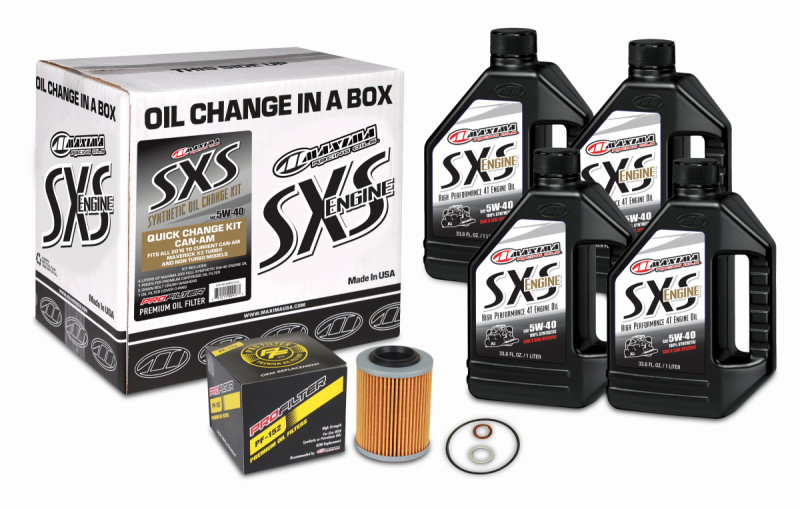 Maxima SXS Can-Am Maverick X3 Oil Change Kit w/Full Synthetic 5W40 Engine Oil/Filter/Hardware