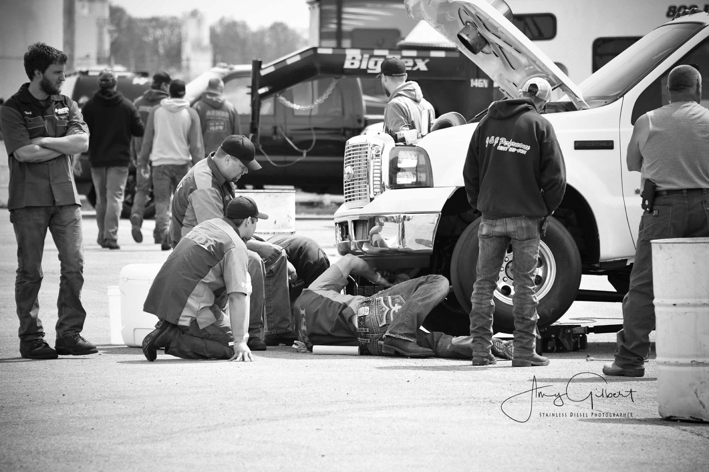 J&J Performance team servicing a Ford diesel truck